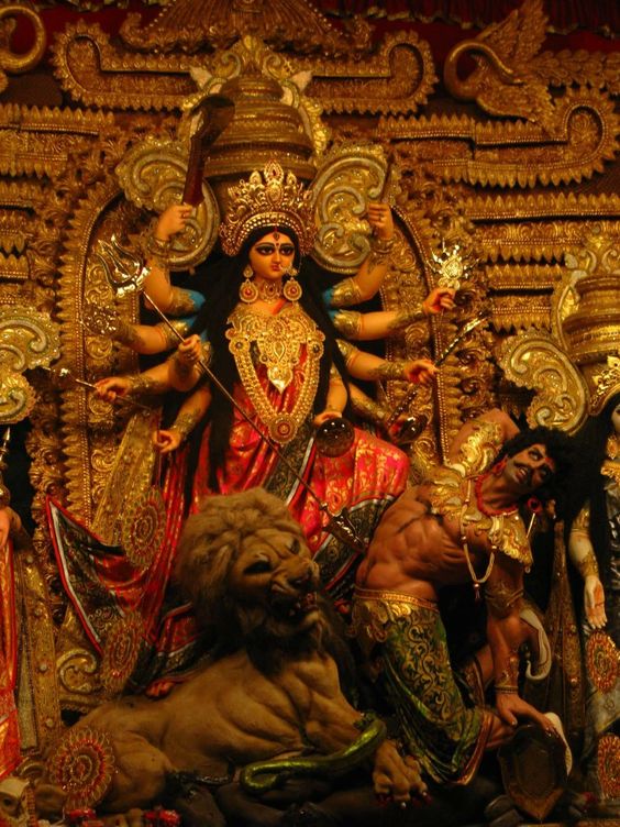 Durga Maa idol decorated for puja
